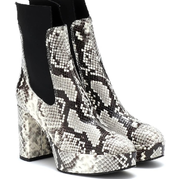 Acne Snakeskin Pattern Heeled Boots - Black and White - Picture 3 of 8